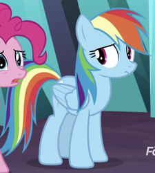 Size: 533x591 | Tagged: safe, screencap, pinkie pie, rainbow dash, pony, g4, the beginning of the end, cropped, cute, dashabetes