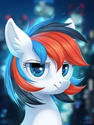 Size: 1125x1500 | Tagged: safe, artist:scheadar, oc, oc only, oc:retro city, earth pony, pony, commission, looking at you, smiling, solo, wavy mouth