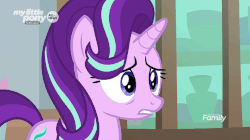 Size: 826x464 | Tagged: safe, screencap, starlight glimmer, pony, unicorn, g4, season 9, the beginning of the end, animated, eyes closed, facehoof, female, frown, gif, gritted teeth, mare, solo