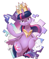 Size: 1314x1567 | Tagged: safe, artist:saturdaymorningproj, starlight glimmer, twilight sparkle, alicorn, pony, g4, the beginning of the end, angry, celestia's crown, crown, female, jewelry, luna's crown, mare, peytral, regalia, simple background, swag, transparent background, twilight sparkle (alicorn)