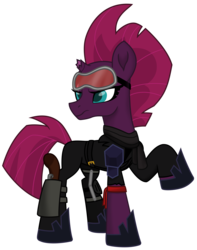 Size: 8094x10246 | Tagged: safe, artist:ejlightning007arts, tempest shadow, pony, g4, badass, clothes, crossover, female, goggles, holster, leg brace, mad max, scarf, simple background, solo, the road warrior, transparent background, vector