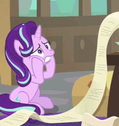 Size: 278x295 | Tagged: safe, screencap, starlight glimmer, pony, unicorn, g4, season 9, the beginning of the end, animated, cropped, female, freakout, nervous, solo