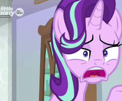 Size: 809x670 | Tagged: safe, screencap, starlight glimmer, pony, unicorn, g4, season 9, the beginning of the end, animated, cropped, female, floppy ears, solo, squishy cheeks