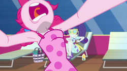 Size: 1920x1080 | Tagged: safe, pinkie pie, rarity, equestria girls, equestria girls series, g4, spring breakdown, spoiler:eqg series (season 2), armpits, breaking the fourth wall, fourth wall, nose in the air, pinkie's spring fourth wall break, sleeveless