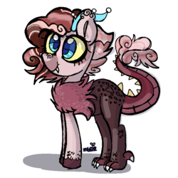 Size: 768x768 | Tagged: safe, artist:awoomarblesoda, oc, oc only, oc:pudding havoc, hybrid, female, interspecies offspring, offspring, parent:discord, parent:pinkie pie, parents:discopie, simple background, solo, transparent background