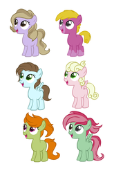 Size: 2425x3671 | Tagged: safe, artist:artgrrlee, artist:baby, derpibooru exclusive, earth pony, pegasus, pony, base used, blank flank, body markings, female, high res, male, offspring, parent:cream puff, parent:pound cake, parents:creamcake, parents:poundpuff, repost, reupload