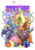 Size: 1600x2276 | Tagged: safe, artist:kez, oc, oc:flare, oc:lucent, oc:non toxic, oc:panne, bat pony, monster pony, original species, pony, tatzlpony, unicorn, birthday, cake, confetti, food, grump, mlem, present, silly, tongue out