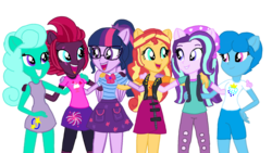 Size: 1920x1080 | Tagged: safe, artist:徐詩珮, fizzlepop berrytwist, glitter drops, sci-twi, spring rain, starlight glimmer, sunset shimmer, tempest shadow, twilight sparkle, human, equestria girls, equestria girls specials, g4, my little pony equestria girls: better together, my little pony equestria girls: mirror magic, my little pony: the movie, alternate mane six, base used, equestria girls-ified, ponied up, pony ears, simple background, transparent background