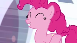 Size: 1920x1080 | Tagged: safe, screencap, pinkie pie, pony, g4, the beginning of the end, female, grin, happy, mare, smiling, solo