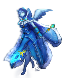Size: 1920x2367 | Tagged: safe, artist:effervesket, oc, oc only, pegasus, anthro, arcana, clothes, crystal maiden, dota 2, female, mare, simple background, solo, staff, transparent background
