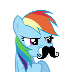 Size: 894x894 | Tagged: safe, artist:coolez, rainbow dash, pony, g4, facial hair, female, hooves together, mare, moustache, plotting, simple background, smiling, solo, transparent background, vector