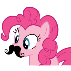 Size: 894x894 | Tagged: safe, artist:coolez, pinkie pie, earth pony, pony, g4, spike at your service, facial hair, female, mare, missing cutie mark, moustache, simple background, solo, transparent background, vector