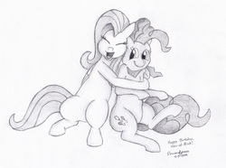 Size: 2856x2122 | Tagged: safe, artist:peruserofpieces, fluttershy, pinkie pie, pony, g4, cute, high res, hug