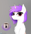 Size: 1929x2160 | Tagged: safe, artist:axtkatze, oc, oc only, pony, unicorn, coffee, levitation, magic, purple hair, raised eyebrow, solo, telekinesis, watermark, white coat