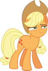 Size: 558x814 | Tagged: safe, artist:crystalmagic6, applejack, earth pony, pony, the beginning of the end, apple, female, food, full body, inkscape, simple background, solo, standing, transparent background, vector