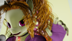 Size: 1280x720 | Tagged: safe, artist:stellarator, adagio dazzle, anthro, unguligrade anthro, equestria girls, g4, rainbow rocks, 3d, blender, blender cycles, bokeh, clothes, depth of field, equestria girls outfit, gem, looking at you, not sfm, siren gem, stage