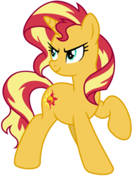 Size: 7320x9760 | Tagged: safe, artist:famousmari5, sunset shimmer, pony, unicorn, g4, absurd resolution, female, horn, mare, raised hoof, simple background, solo, transparent background, vector