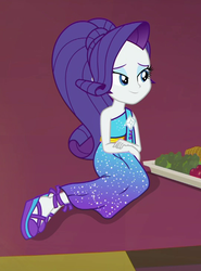 Size: 541x733 | Tagged: safe, screencap, rarity, equestria girls, equestria girls series, g4, spring breakdown, spoiler:eqg series (season 2), clothes, cropped, dress, female, ponytail, shoes, smiling, solo