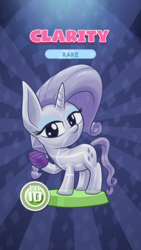 Size: 1440x2560 | Tagged: safe, artist:stewart501st, part of a set, rarity, crystal pony, miss pie's monsters, g4, bandage, bandaged hoof, clarity, fake, looking at you, pocket ponies, species swap