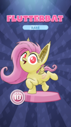 Size: 1440x2560 | Tagged: safe, artist:stewart501st, part of a set, fluttershy, bat pony, pony, miss pie's monsters, g4, bat ponified, fake, flutterbat, impossibly large ears, pocket ponies, race swap, red eyes