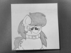 Size: 1600x1200 | Tagged: safe, artist:thebadbadger, oc, oc:allátia, pony, grayscale, monochrome, simple background, traditional art, white background