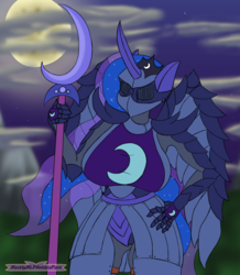 Size: 1880x2160 | Tagged: safe, artist:pdude, princess luna, anthro, fanfic:equestria's fall to lust, g4, armor, big breasts, breasts, busty princess luna, clothes, disproportional anatomy, female, huge breasts, knight armor, large butt, sketch, solo