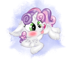 Size: 1164x1008 | Tagged: safe, artist:rurihal, sweetie belle, pony, unicorn, g4, :p, blushing, chest fluff, cute, diasweetes, ear fluff, female, filly, floppy ears, leg fluff, raspberry noise, silly, solo, tongue out