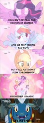 Size: 499x1404 | Tagged: safe, edit, edited screencap, screencap, applejack, fluttershy, grogar, pinkie pie, rainbow dash, rarity, twilight sparkle, alicorn, earth pony, pegasus, pony, g4, my little pony: friendship is magic, the beginning of the end, comic, ethereal mane, female, flowing mane, glowing eyes, male, mare, screencap comic, tempting fate, twilight sparkle (alicorn)