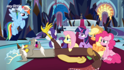 Size: 1920x1080 | Tagged: safe, screencap, applejack, discord, fluttershy, pinkie pie, rainbow dash, rarity, twilight sparkle, alicorn, pony, g4, the beginning of the end, dying, fake death, mane six, twilight sparkle (alicorn)