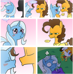 Size: 634x638 | Tagged: safe, artist:grandpalove, edit, boneless, cheese sandwich, trixie, pony, g4, cheesixie, comic, dream, female, male, shipping, sleeping, straight