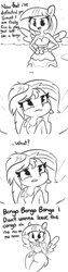 Size: 512x2046 | Tagged: safe, artist:tjpones, sunset shimmer, twilight sparkle, alicorn, human, equestria girls, g4, my little pony equestria girls, ..., andrews sisters, ass, bongos, breasts, bunset shimmer, butt, butt bongo fiesta, civilization (song), comic, duo, fallout, female, messy mane, monochrome, ponied up, sad, smiling, spanking, the ass was fat, twilight sparkle (alicorn)