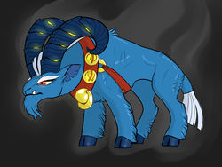 Size: 1024x768 | Tagged: safe, artist:loryska, grogar, g4, the beginning of the end, cloven hooves, male, ram, solo