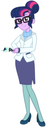Size: 749x2042 | Tagged: safe, artist:sketchmcreations, sci-twi, twilight sparkle, equestria girls, equestria girls series, g4, twilight under the stars, spoiler:eqg series (season 2), adult, cake, chocolate cake, clothes, clothes swap, female, food, glasses, hair bun, high heels, older, older sci-twi, older twilight, pantyhose, shoes, side slit, simple background, skirt, solo, sweater, transparent background, vector