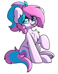 Size: 2075x2630 | Tagged: safe, artist:spoopygander, oc, oc only, oc:panda shade, earth pony, pony, chest fluff, cute, cutie mark, female, high res, looking at you, mare, mlem, multicolored hair, raised hoof, silly, solo, tongue out