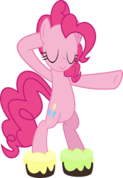 Size: 739x1070 | Tagged: safe, artist:crystalmagic6, pinkie pie, earth pony, pony, g4, the beginning of the end, belly, bipedal, bizarre, cake, cakewalk, cutie mark, eyes closed, female, food, inkscape, mare, michael jackson, moonwalk, pinkie being pinkie, simple background, solo, standing, transparent background, vector