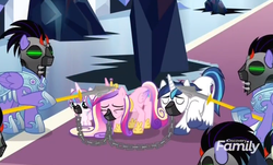 Size: 806x488 | Tagged: safe, screencap, princess cadance, princess flurry heart, shining armor, pony, g4, the beginning of the end