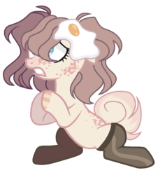 Size: 1104x1220 | Tagged: safe, artist:bxby-mochi, oc, oc only, earth pony, pony, clothes, egg, female, mare, simple background, socks, solo, transparent background