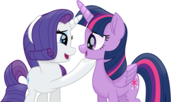 Size: 5037x3000 | Tagged: safe, artist:cloudy glow, rarity, twilight sparkle, alicorn, pony, g4, my little pony: the movie, female, looking at each other, mare, simple background, smiling, transparent background, twilight sparkle (alicorn), vector