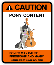 Size: 900x1078 | Tagged: safe, artist:gn33101, octavia melody, earth pony, pony, g4, bipedal, caution sign, cello, female, mare, musical instrument, solo, warning