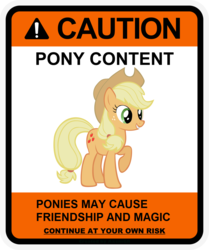 Size: 900x1078 | Tagged: safe, artist:gn33101, applejack, earth pony, pony, g4, caution sign, female, mare, raised hoof, smiling, solo, warning