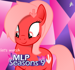 Size: 1799x1690 | Tagged: safe, artist:arifproject, oc, oc only, oc:downvote, earth pony, pony, derpibooru, g4, season 9, abstract background, cute, derpibooru ponified, female, grammar error, looking down, mare, meta, ocbetes, ponified, ponytail, simple background, smiling, solo, text, vector