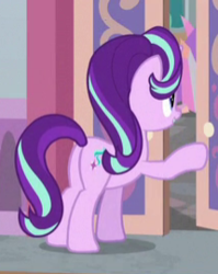 Size: 215x270 | Tagged: safe, screencap, starlight glimmer, pony, unicorn, g4, the beginning of the end, butt, cropped, female, glimmer glutes, mare, plot, solo