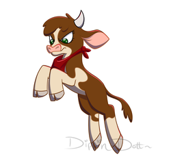 Size: 1050x1000 | Tagged: safe, artist:dippin-dott, arizona (tfh), cow, them's fightin' herds, bandana, cloven hooves, community related, female, simple background, solo, white background