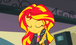 Size: 640x378 | Tagged: safe, screencap, sunset shimmer, equestria girls, g4, my little pony equestria girls: rainbow rocks, animated, female, gif, solo, talking