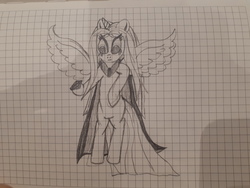 Size: 4608x3456 | Tagged: source needed, useless source url, safe, artist:php185, oc, oc only, oc:sparkle light, alicorn, pony, alicorn oc, cape, clothes, female, graph paper, mare, pencil drawing, solo, traditional art