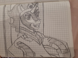 Size: 4608x3456 | Tagged: source needed, useless source url, safe, artist:php185, king sombra, pony, g4, the beginning of the end, graph paper, pencil drawing, scene interpretation, stupid sexy sombra, traditional art