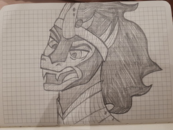 Size: 4608x3456 | Tagged: source needed, useless source url, safe, artist:php185, king sombra, pony, g4, bust, graph paper, male, solo, traditional art