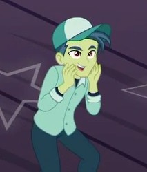 Size: 249x292 | Tagged: safe, screencap, mile hill, equestria girls, equestria girls series, g4, spring breakdown, spoiler:eqg series (season 2), all good (song), background human, cap, clothes, cropped, hat, male, pants