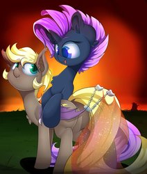 Size: 823x971 | Tagged: safe, artist:madacon, oc, oc:midnight song, oc:pockets, bat pony, pony, unicorn, bat pony oc, clothes, duo, fanfic, fanfic art, fanfic cover, see-through