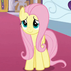 Size: 300x300 | Tagged: safe, screencap, discord, fluttershy, rarity, draconequus, pegasus, pony, unicorn, g4, season 9, the beginning of the end, animated, blinking, blush sticker, blushing, canterlot castle, cropped, cute, female, folded wings, gif, happy, looking up, male, mare, offscreen character, raised hoof, shadow, shyabetes, smiling, solo focus, trio, wings